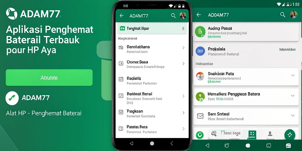 Tampilan antarmuka pengguna <strong>ADAM77</strong> yang sederhana dan fungsional untuk penghematan baterai.