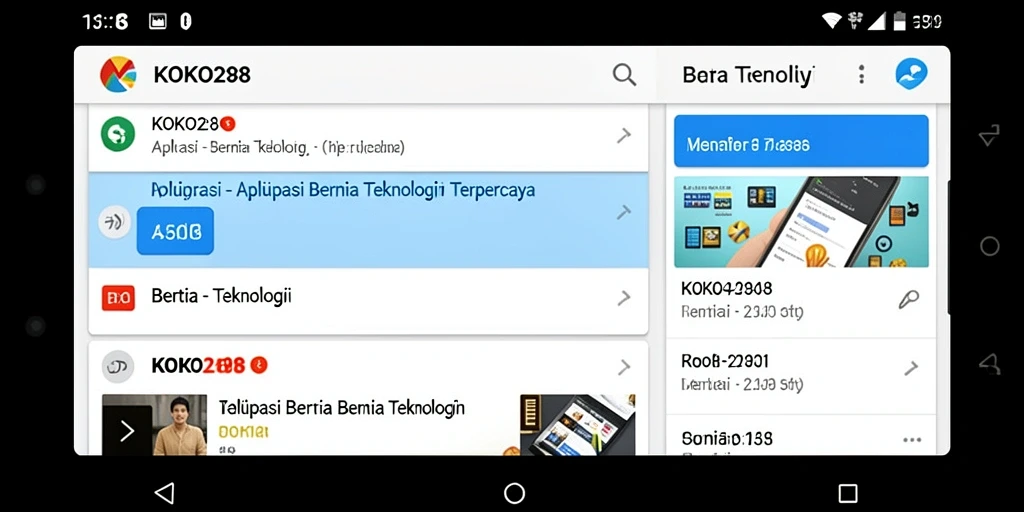 Tampilan antarmuka KOKO288 dengan fitur berita terkini dan notifikasi.