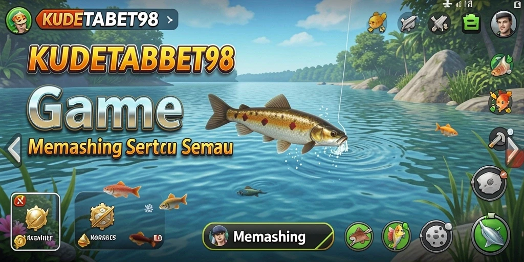 Antarmuka KUDETABET98 menampilkan elemen memancing yang menarik dan interaktif.