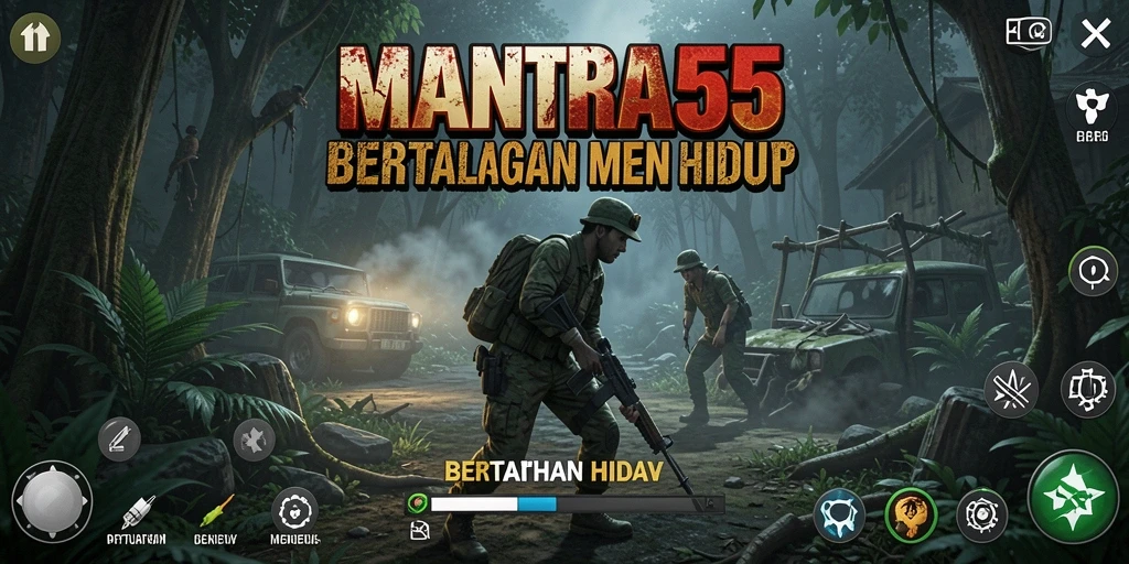 Tampilan antarmuka <strong>MANTRA55</strong> yang memukau dengan elemen bertahan hidup.