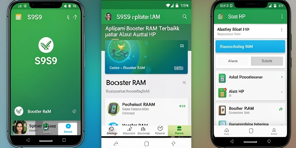Tampilan antarmuka aplikasi S9S9 saat membersihkan RAM perangkat.